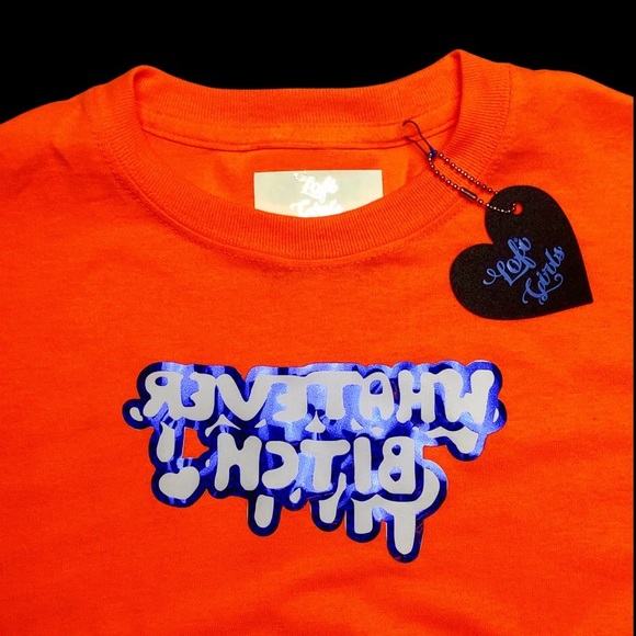 Whatever Bitch Mirrored Graffiti Quote Holographic Iridescent Vinyl Shirt - Picture 9 of 9